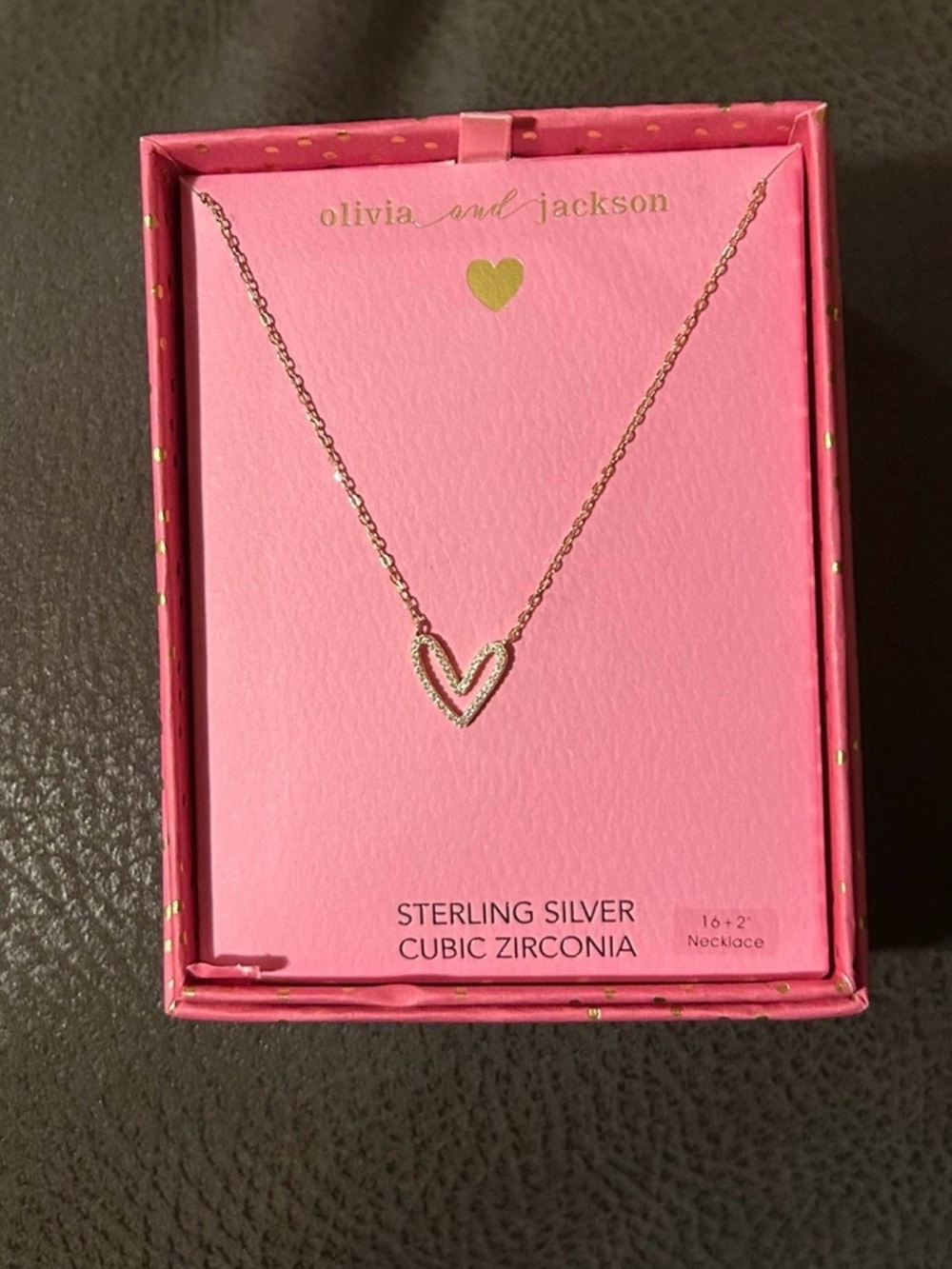 Olivia and Jackson Sterling Silver CZ Heart Pendant Necklace